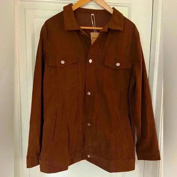 NWT Brand: MANLY Corduroy Shacket / Shirt Jacket - Brown, Size Large (L) - Picture 1 of 8